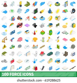 100 force icons set in isometric 3d style for any design vector illustration