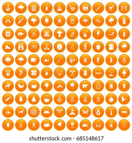 100 forest icons set orange