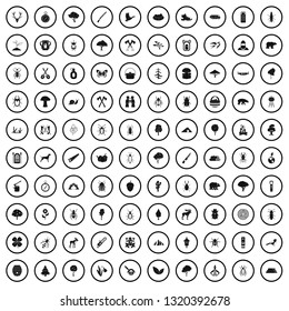 100 forest icons set in simple style for any design vector illustration
