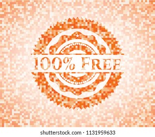 100% Free abstract emblem, orange mosaic background