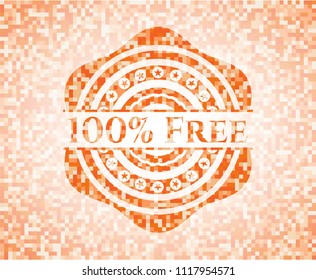100% Free abstract orange mosaic emblem with background