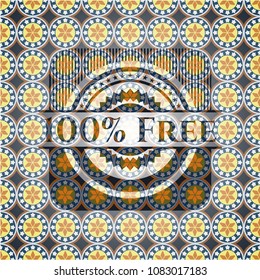  100% Free arabic style badge. Arabesque decoration.