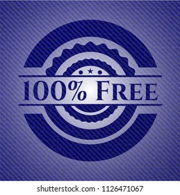100% Free badge with denim background