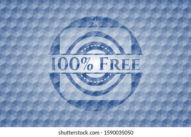 100% Free blue hexagon badge. Vector Illustration. Detailed.