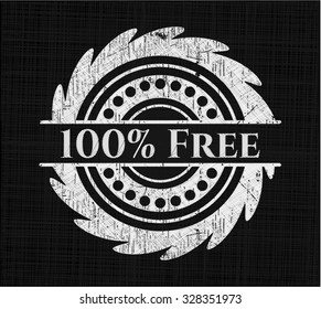 100% Free chalkboard emblem written on a blackboard