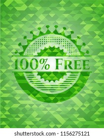100% Free green emblem with mosaic background