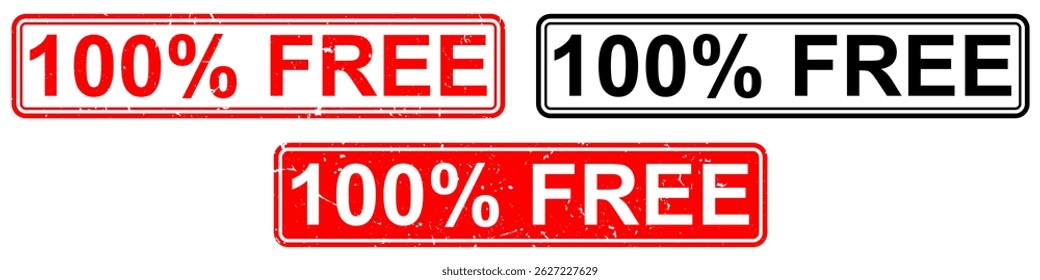 100% free grunge stamped vector with rough texture and bold text. Ideal for promotions, marketing, banners, discount offers, advertisements, and sales campaign graphic elements.