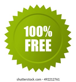 100 free icon isolated on white background. Free vector icon. Free icon eps10. Free star icon. Green free icon.