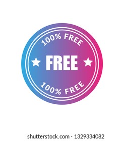 100% FREE label. free - button,sticker,emblem
