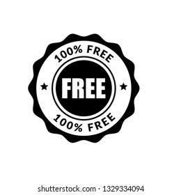 100% FREE label. free - button,sticker,emblem