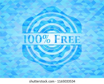 100% Free light blue emblem with triangle mosaic background