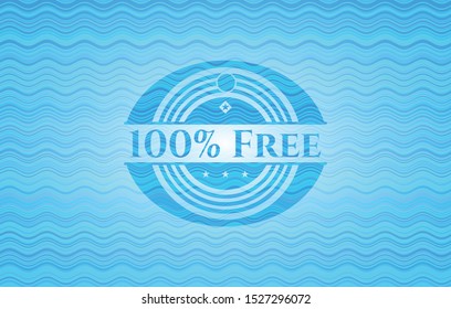 100% Free light blue water style badge. Vector Illustration. Detailed.