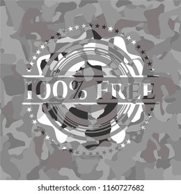 100% Free on grey camouflaged pattern