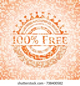100% Free orange mosaic emblem with background