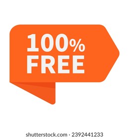 100 Free In Orange Rectangle Ribbon Shape For Information Promotion Business Marketing
