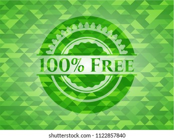 100% Free realistic green emblem. Mosaic background