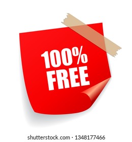 100 free red vector sticker isolated on white background