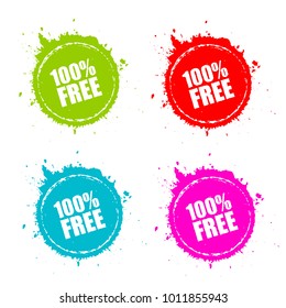 100 free round splatter set vector illustration isolated on white background