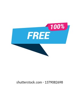 100% free sign banner - speech bubble,label,sticker