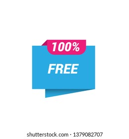 100% free sign banner - speech bubble,label,sticker