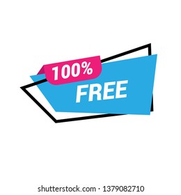 100% free sign banner - speech bubble,label,sticker