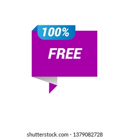 100% free sign banner - speech bubble,label,sticker