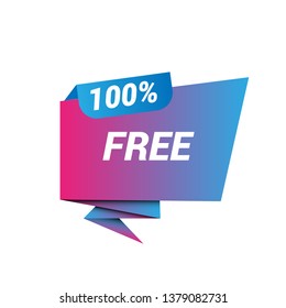 100% free sign banner - speech bubble,label,sticker