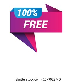 100% free sign banner - speech bubble,label,sticker