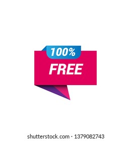 100% free sign banner - speech bubble,label,sticker