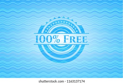 100% Free sky blue water wave emblem.