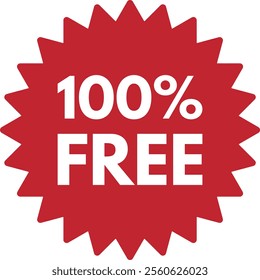 100% free sticker . 100% free label icon .Free promotion symbol . Vector illustration