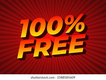 100 free. Text effect design in bold font for promotion ads
