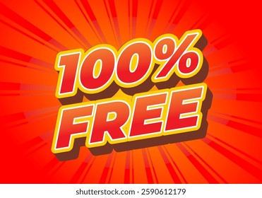 100% free. Text effect design in bold font for promotion ads