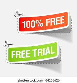 100% free and free trial labels. Vector.