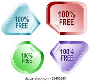 100% gratis. Etiqueta del vector.