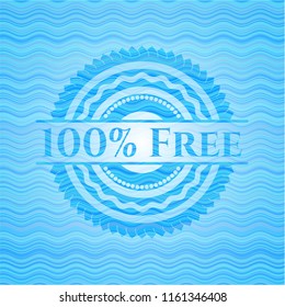 100% Free water wave representation badge background.