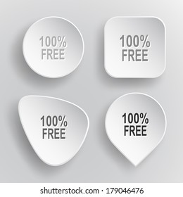 100% free. White flat vector buttons on gray background.