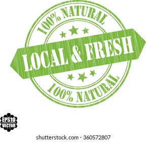 100% Fresh and Local product grunge rubber stamp, vector illustration