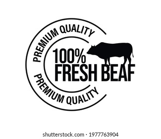 100% fresh premium quality beef vector icon.