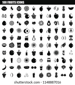 100 fruits icon set. Simple set of 100 fruits vector icons for web design isolated on white background