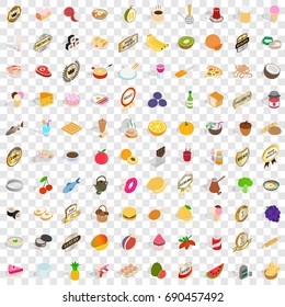 100 fruits icons set in isometric 3d style for any design vector illustration