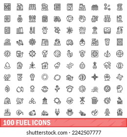 100 fuel icons set. Outline illustration of 100 fuel icons vector set isolated on white background