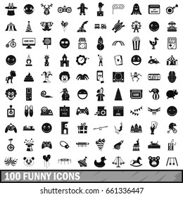 100 funny icons set in simple style for any design vector illustration