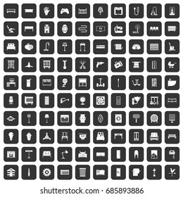 100 furnishing icons set in black color isolated vector illustration
