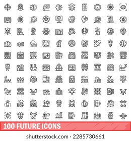 100 future icons set. Outline illustration of 100 future icons vector set isolated on white background
