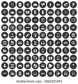100 gadget icons set in simple style white on black circle color isolated on white background vector illustration