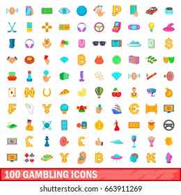 100 gambling icons set in cartoon style for any design vector illustration
