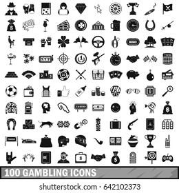100 gambling icons set in simple style for any design vector illustration