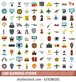 100 gaming icons set in flat style for any design vector illustration