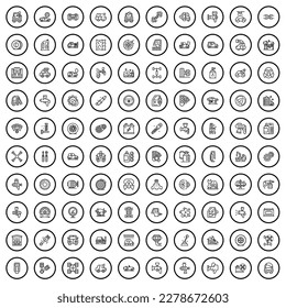 100 garage icons set. Outline illustration of 100 garage icons vector set isolated on white background